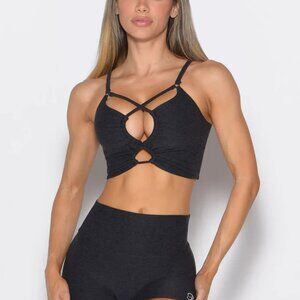 Bombshell Sportswear Loop Luxe Bra Top Heathered Black Small
